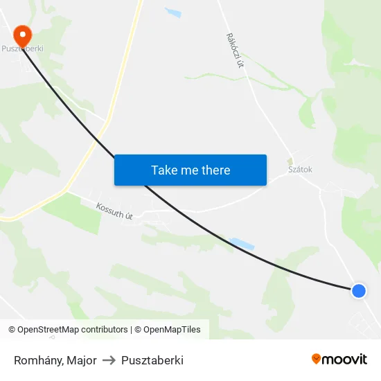 Romhány, Major to Pusztaberki map