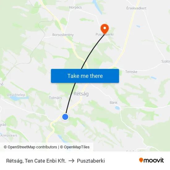Rétság, Ten Cate Enbi Kft. to Pusztaberki map