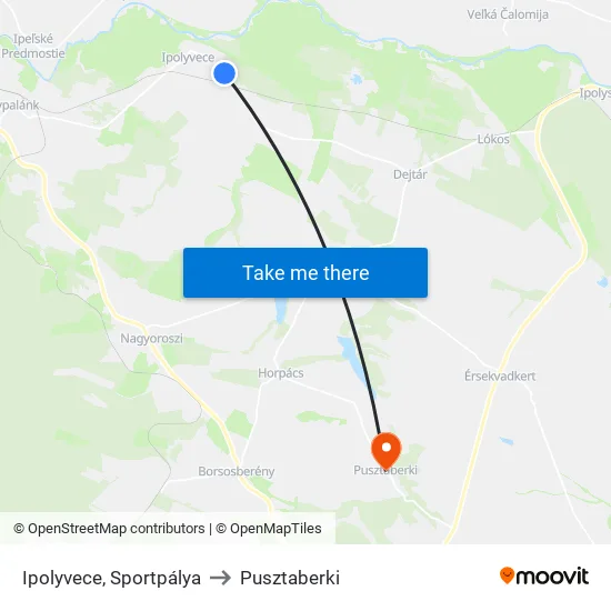 Ipolyvece, Sportpálya to Pusztaberki map