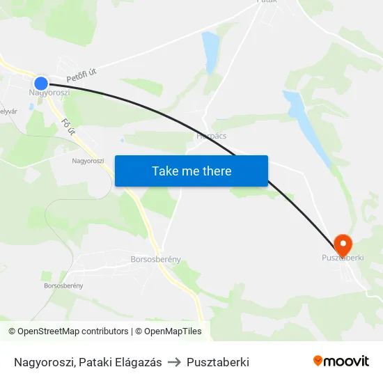 Nagyoroszi, Pataki Elágazás to Pusztaberki map