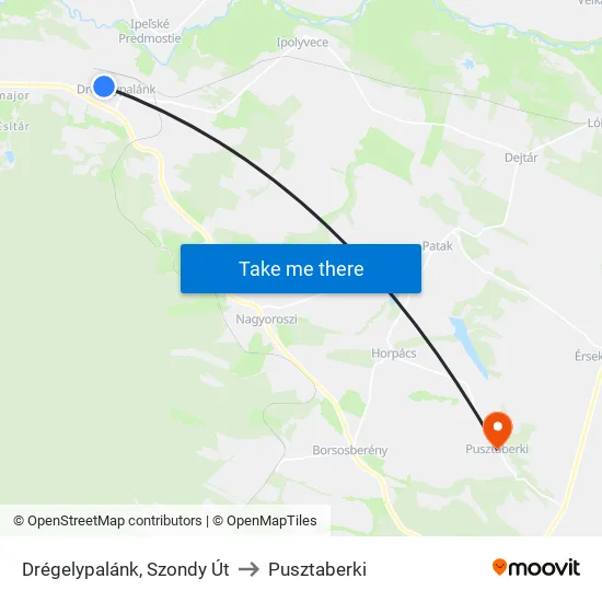 Drégelypalánk, Szondy Út to Pusztaberki map