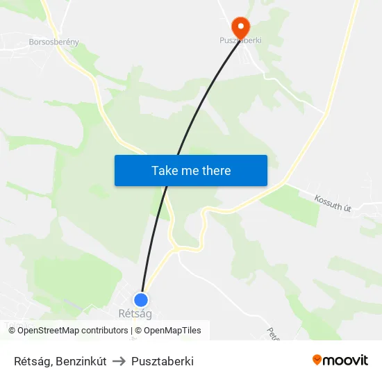 Rétság, Benzinkút to Pusztaberki map