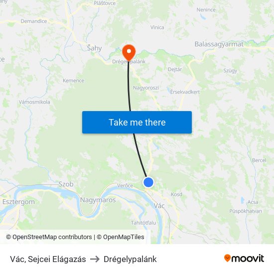 Vác, Sejcei Elágazás to Drégelypalánk map