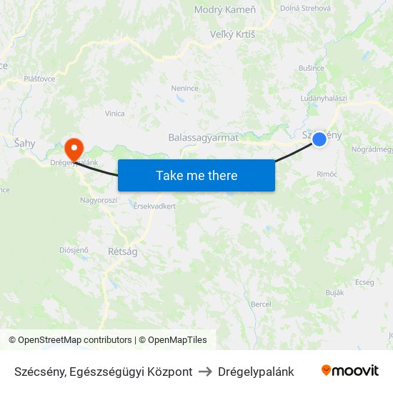 Szécsény, Egészségügyi Központ to Drégelypalánk map