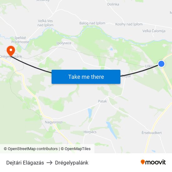 Dejtári Elágazás to Drégelypalánk map