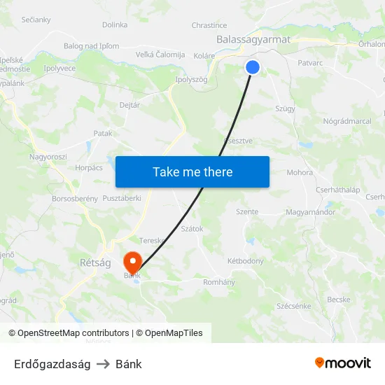 Erdőgazdaság to Bánk map