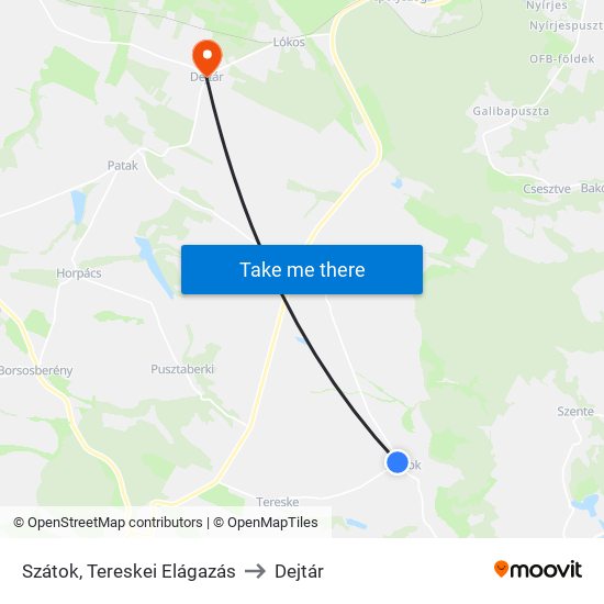 Szátok, Tereskei Elágazás to Dejtár map