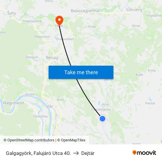 Galgagyörk, Falujáró Utca 40. to Dejtár map