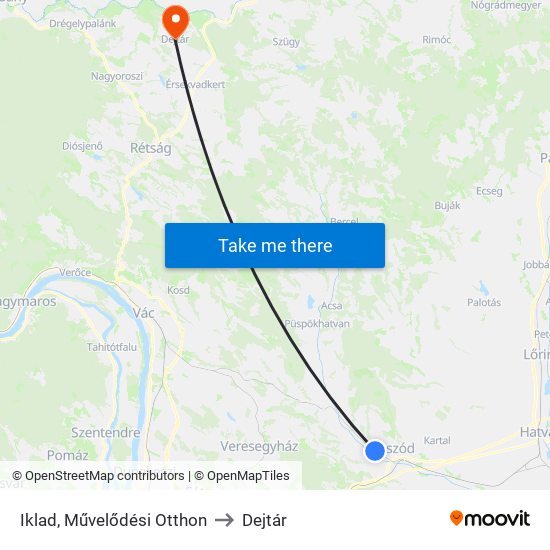 Iklad, Művelődési Otthon to Dejtár map