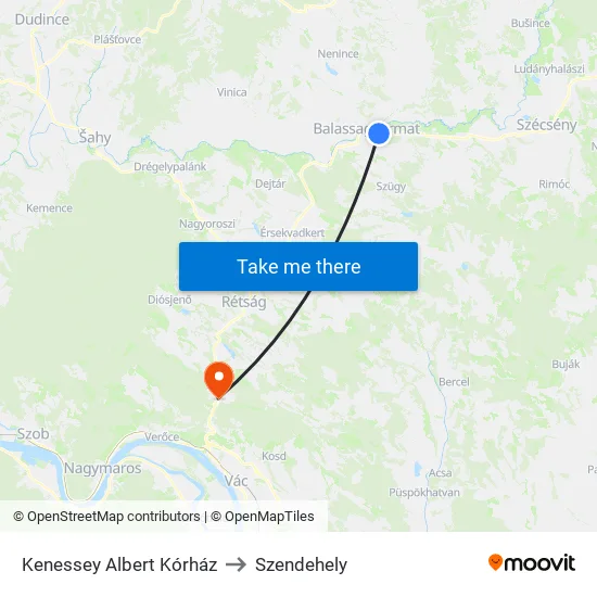 Kenessey Albert Kórház to Szendehely map