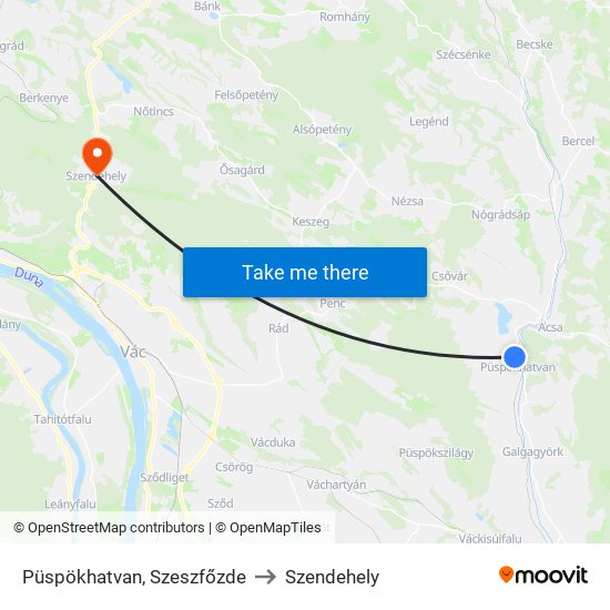 Püspökhatvan, Szeszfőzde to Szendehely map