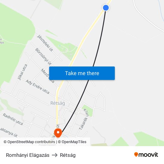Romhányi Elágazás to Rétság map