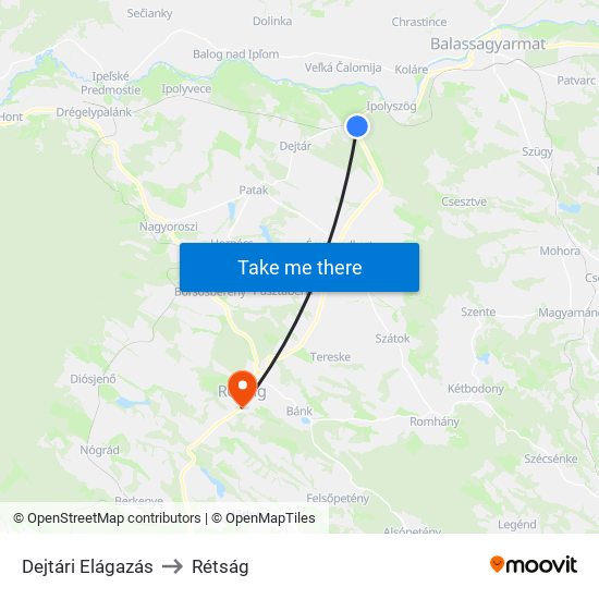 Dejtári Elágazás to Rétság map