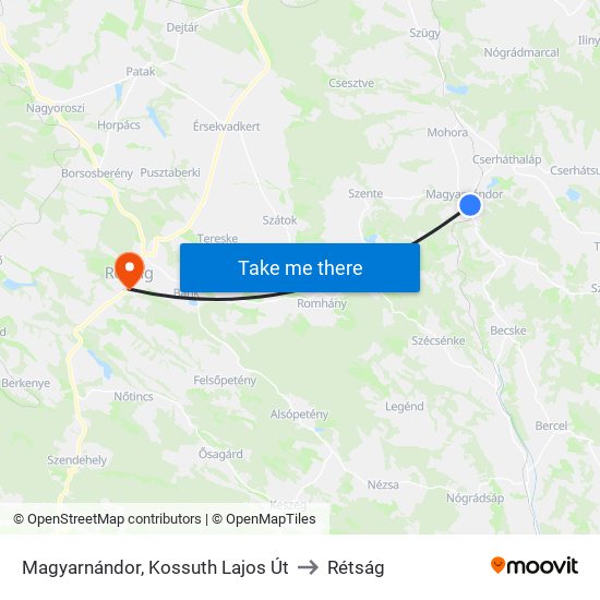 Magyarnándor, Kossuth Lajos Út to Rétság map