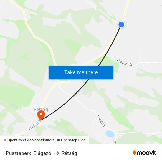 Pusztaberki Elágazó to Rétság map