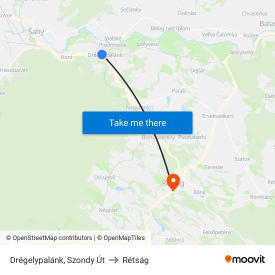 Drégelypalánk, Szondy Út to Rétság map