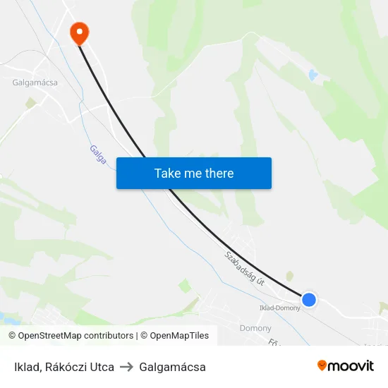 Iklad, Rákóczi Utca to Galgamácsa map