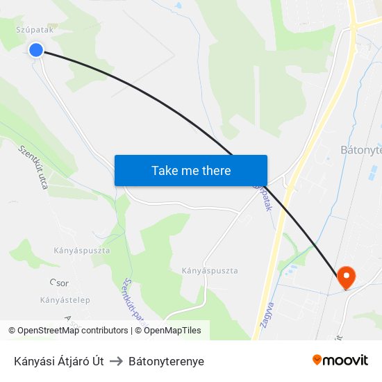 Kányási Átjáró Út to Bátonyterenye map