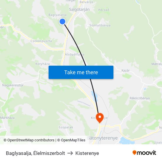 Baglyasalja, Élelmiszerbolt to Kisterenye map