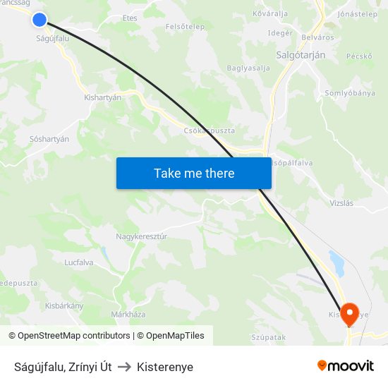 Ságújfalu, Zrínyi Út to Kisterenye map