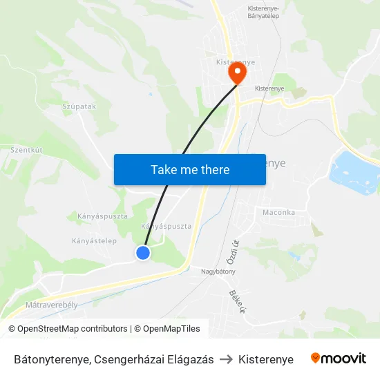 Bátonyterenye, Csengerházai Elágazás to Kisterenye map