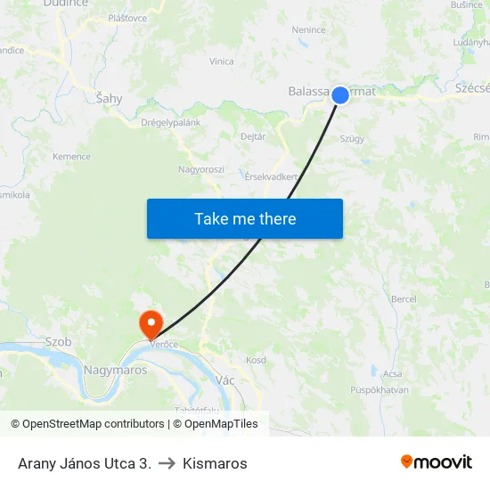 Arany János Utca 3. to Kismaros map