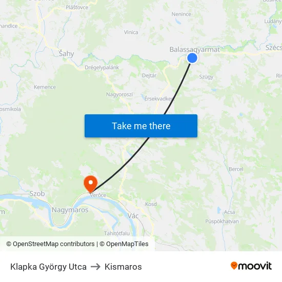 Klapka György Utca to Kismaros map