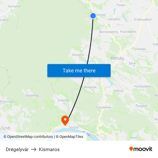 Drégelyvár to Kismaros map