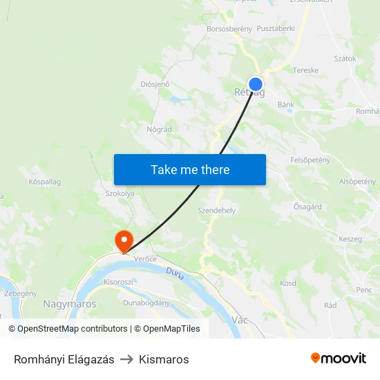 Romhányi Elágazás to Kismaros map