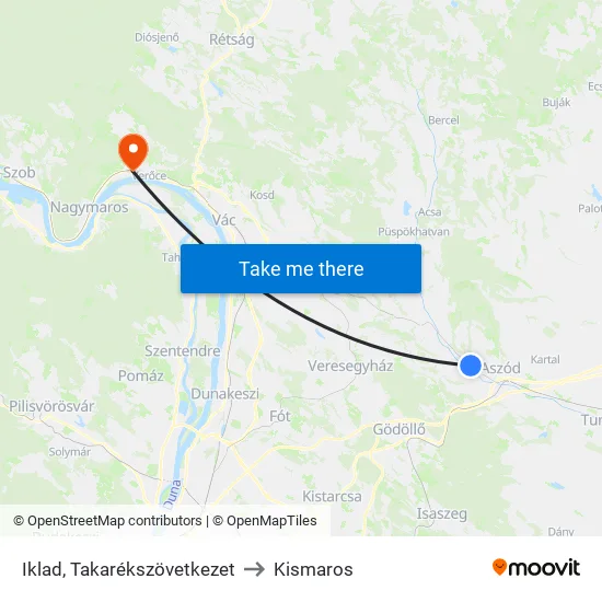 Iklad, Takarékszövetkezet to Kismaros map