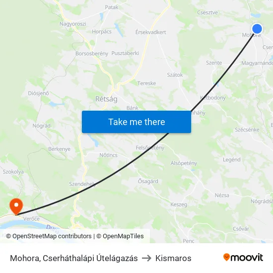 Mohora, Cserháthalápi Útelágazás to Kismaros map