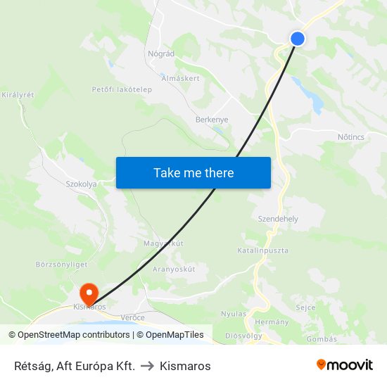 Rétság, Aft Európa Kft. to Kismaros map