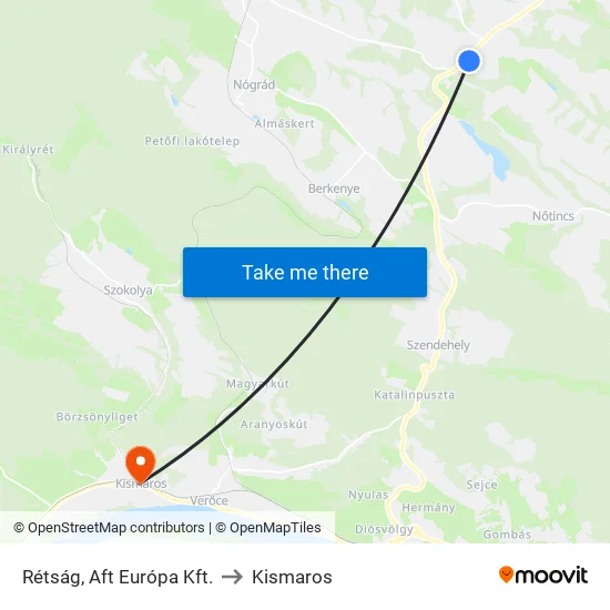 Rétság, Aft Európa Kft. to Kismaros map