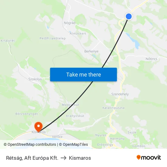 Rétság, Aft Európa Kft. to Kismaros map