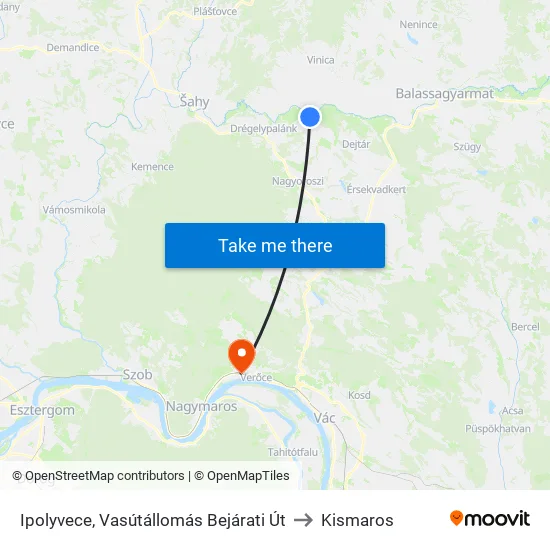 Ipolyvece, Vasútállomás Bejárati Út to Kismaros map