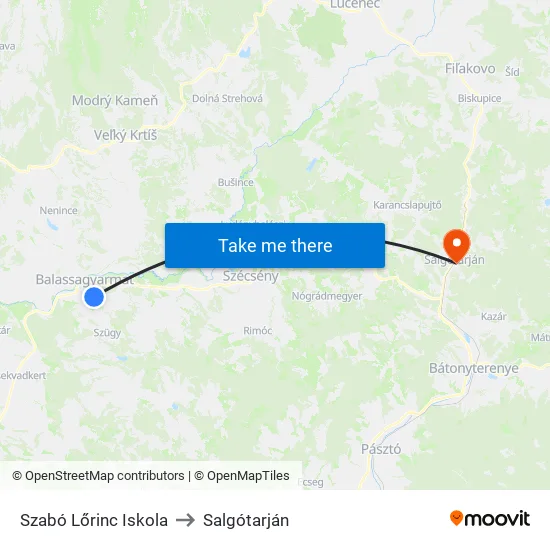 Szabó Lőrinc Iskola to Salgótarján map