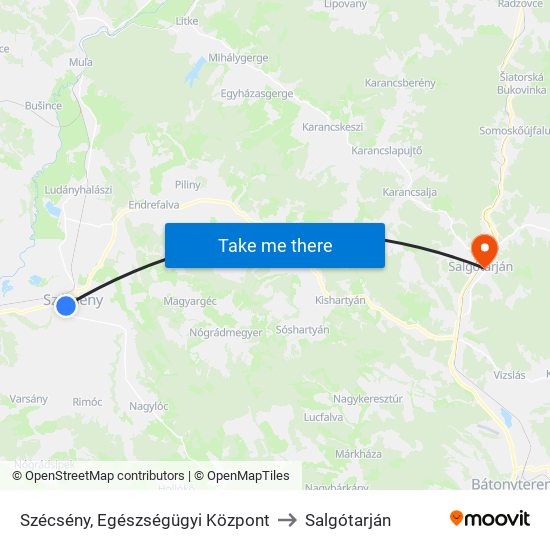 Szécsény, Egészségügyi Központ to Salgótarján map