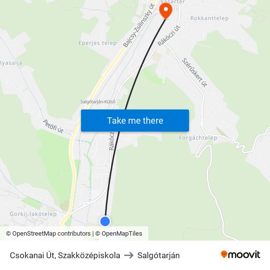 Csokanai Út, Szakközépiskola to Salgótarján map