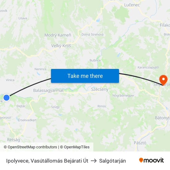 Ipolyvece, Vasútállomás Bejárati Út to Salgótarján map