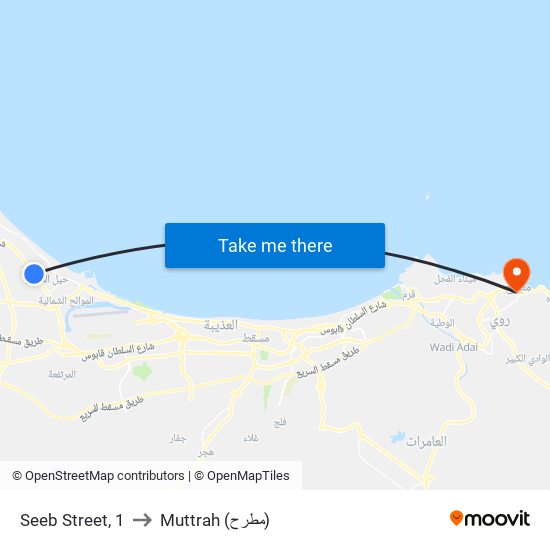 Seeb Street, 1 to Muttrah (مطرح) map