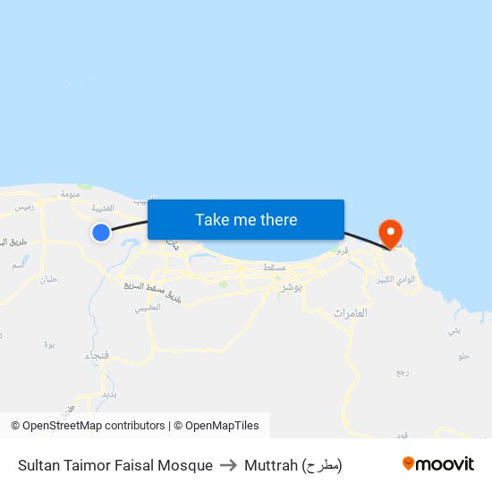 Sultan Taimor Faisal Mosque to Muttrah (مطرح) map