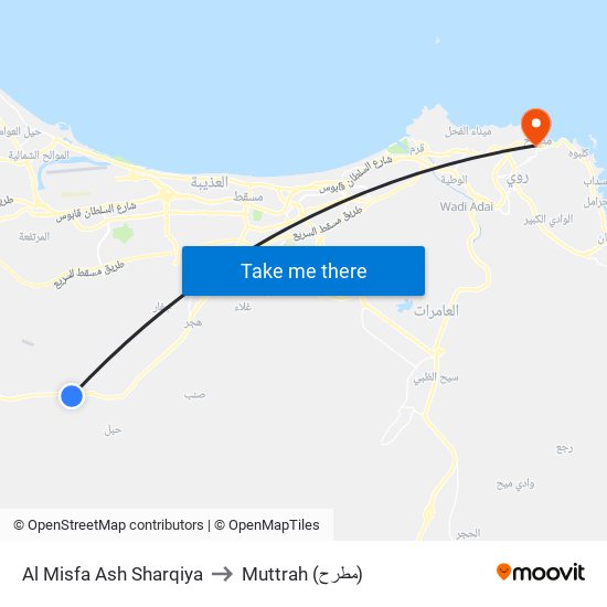 Al Misfa Ash Sharqiya to Muttrah (مطرح) map