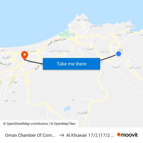 Oman Chamber Of Commerce to Al Khuwair 17/2 (الخوير 17/2) map