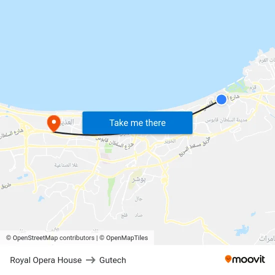 Royal Opera House to Gutech map
