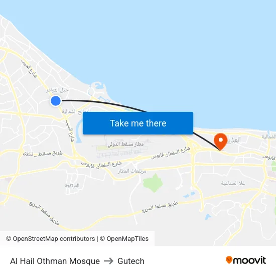 Al Hail Othman Mosque to Gutech map