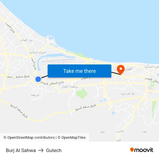 Burj Al Sahwa to Gutech map
