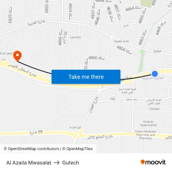 Al Azaila Mwasalat to Gutech map