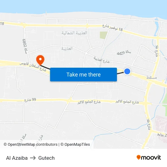 Al Azaiba to Gutech map