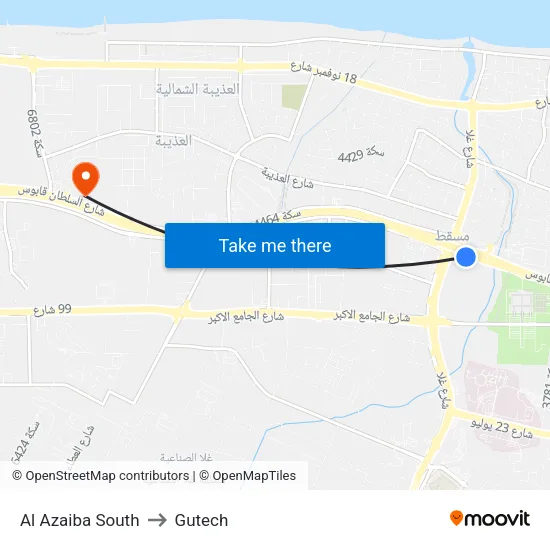 Al Azaiba South to Gutech map