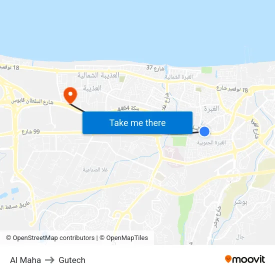 Al Maha to Gutech map